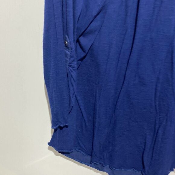 Nine West Jeans Women's Blue Floral Split Neck Rolltab 3/4 Sleeve Blouse Sz XXL - Picture 7 of 12